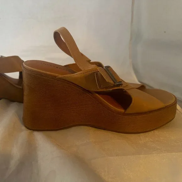 Lucky Brand  Delaynee Wedge Sandal, Tan Leather  Women Size 9.5 M  NEW - Picture 5 of 6